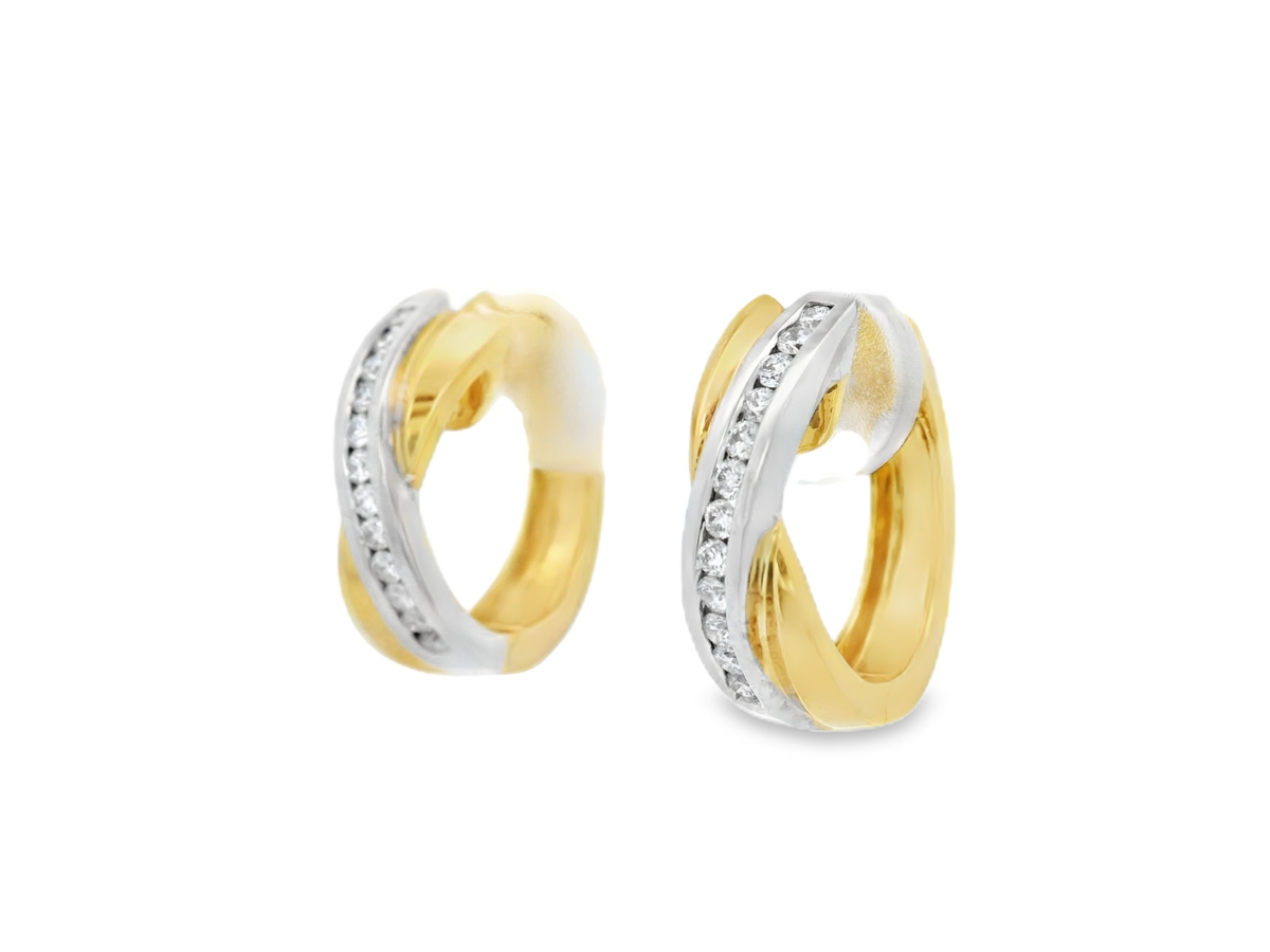 Leon Baker 18K Yellow and White Gold Diamond Hoops_2