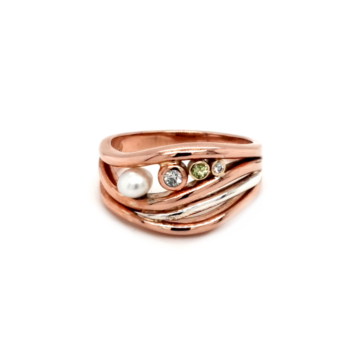 Leon Baker 9K Rose Gold and Stirling Silver Coral Bay Wave Ring_0