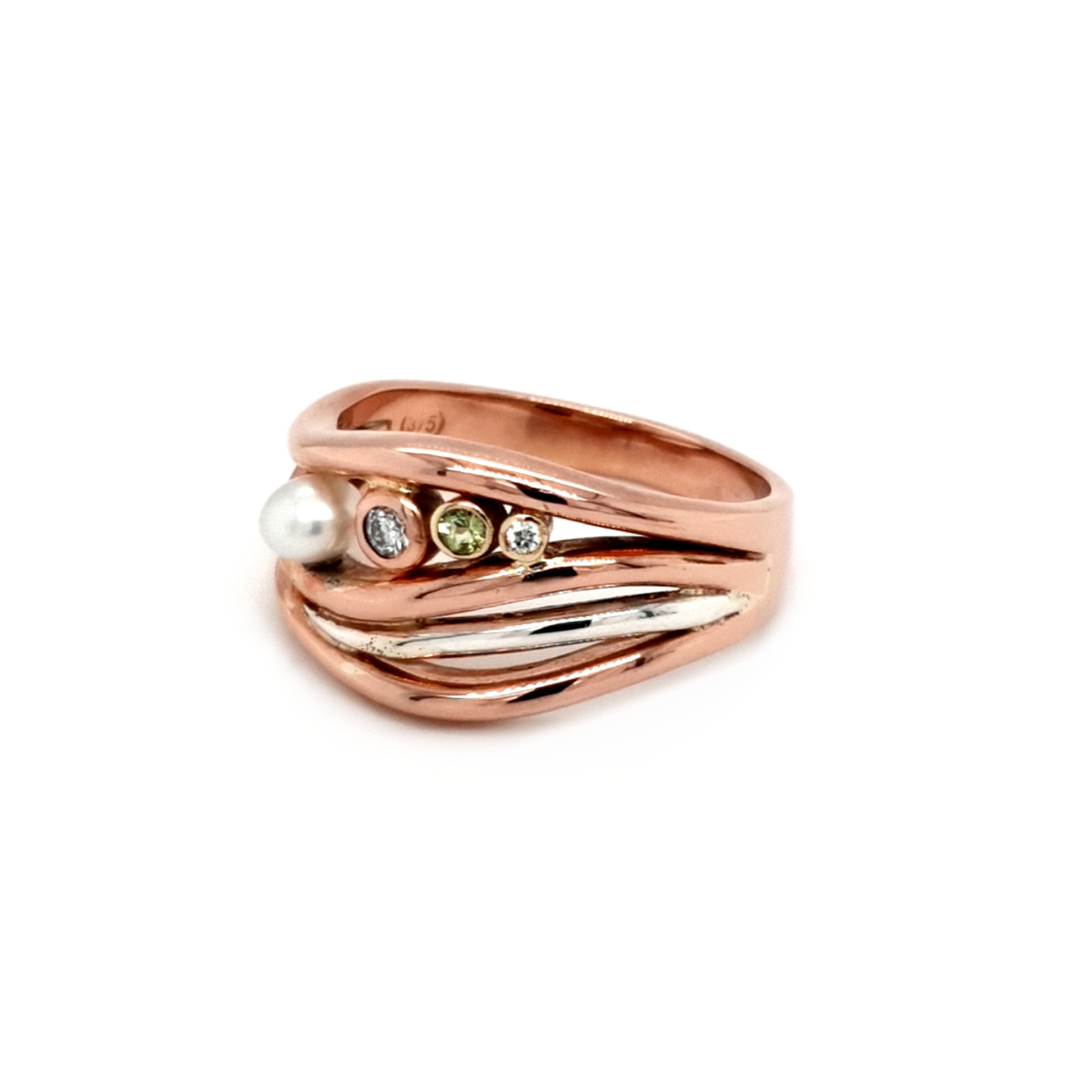 Leon Baker 9K Rose Gold and Stirling Silver Coral Bay Wave Ring_1