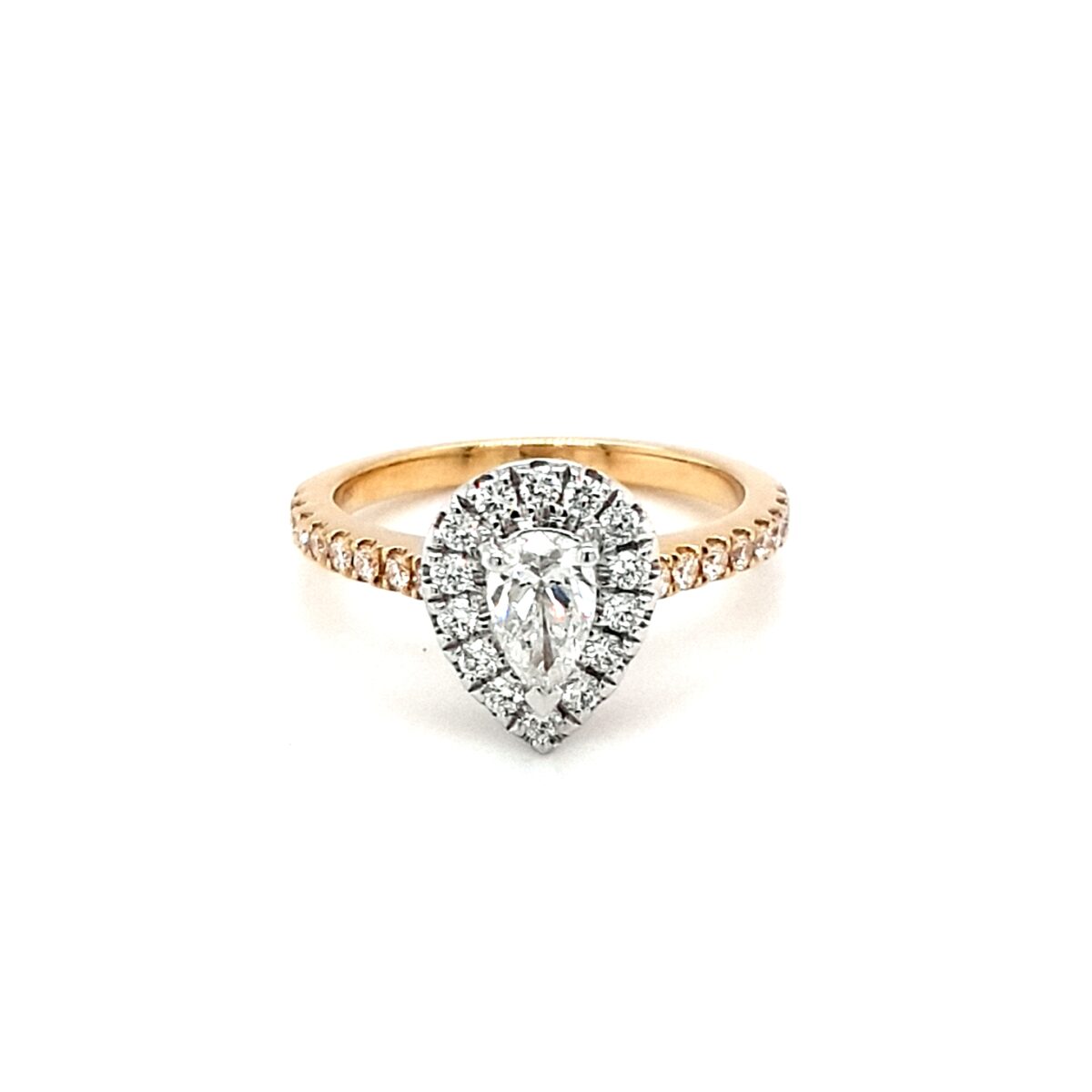 Leon Baker 18K Two-Toned Pear-Cut Diamond Engagement Ring_0