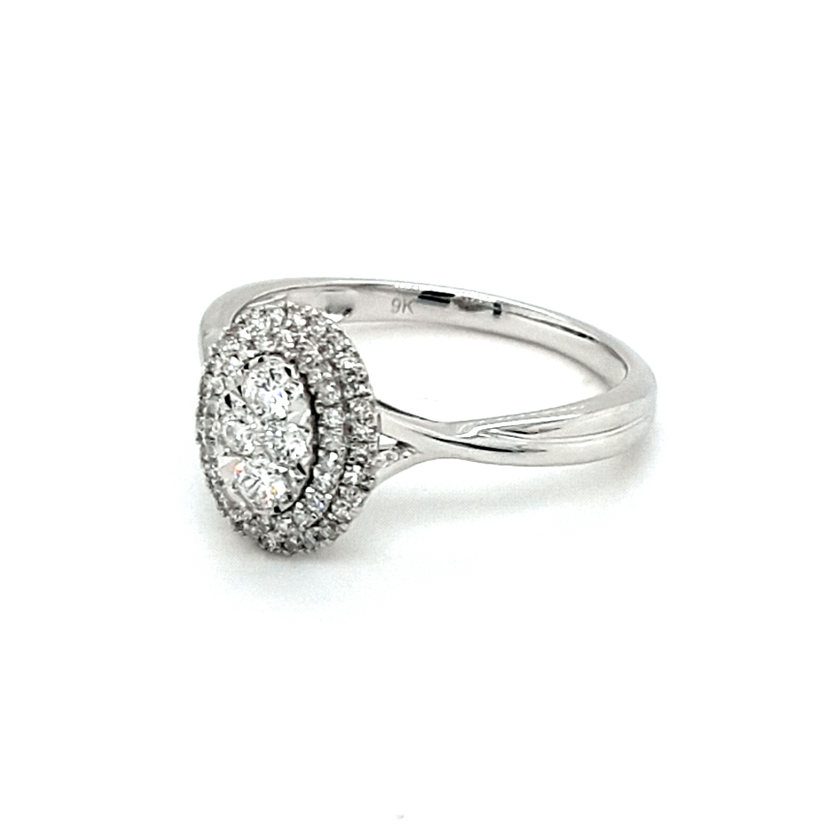 Leon Baker 9K Solid White Gold Diamond Ring. Size N 1/2_1