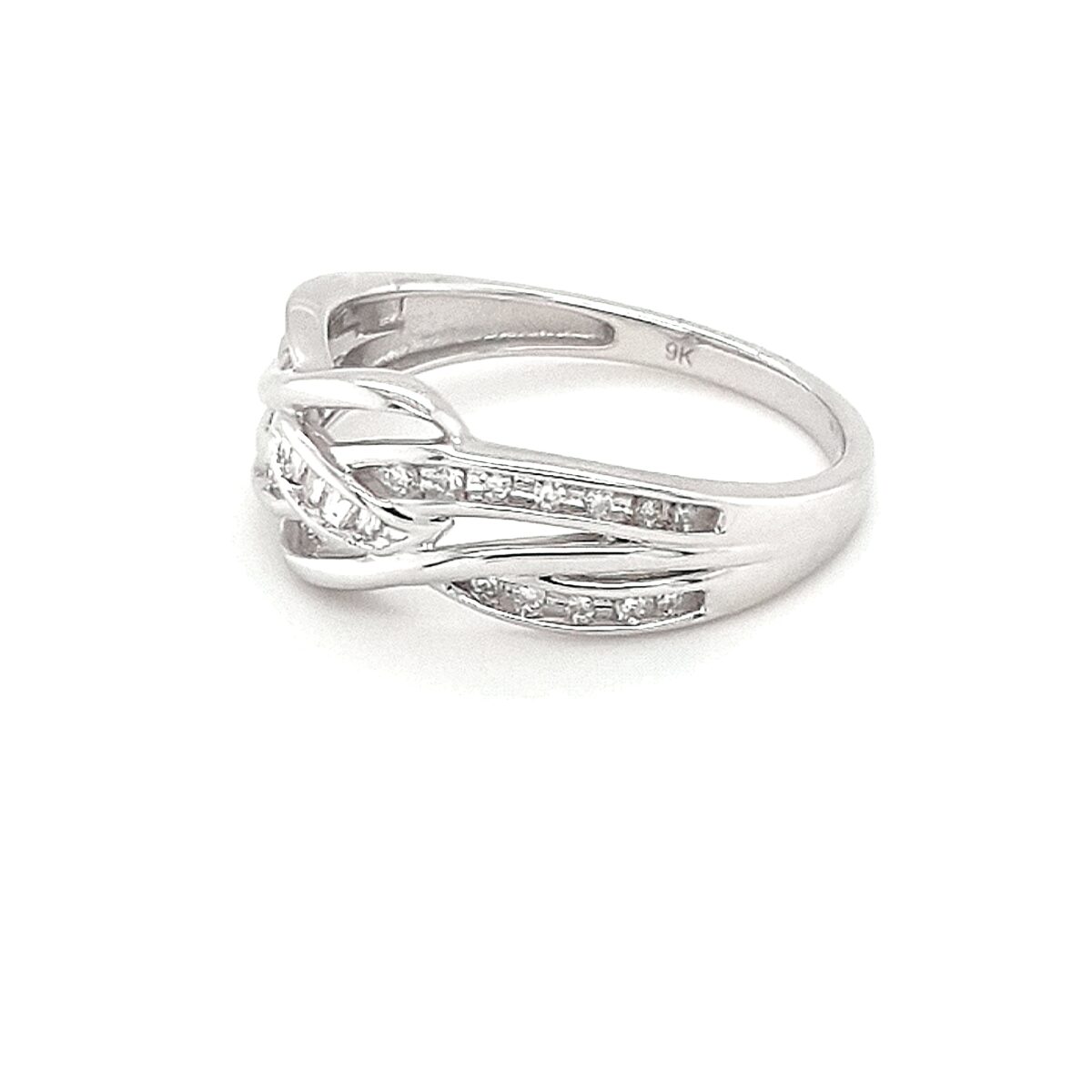 Leon Baker 9K White Gold Split Band Diamond Ring_1