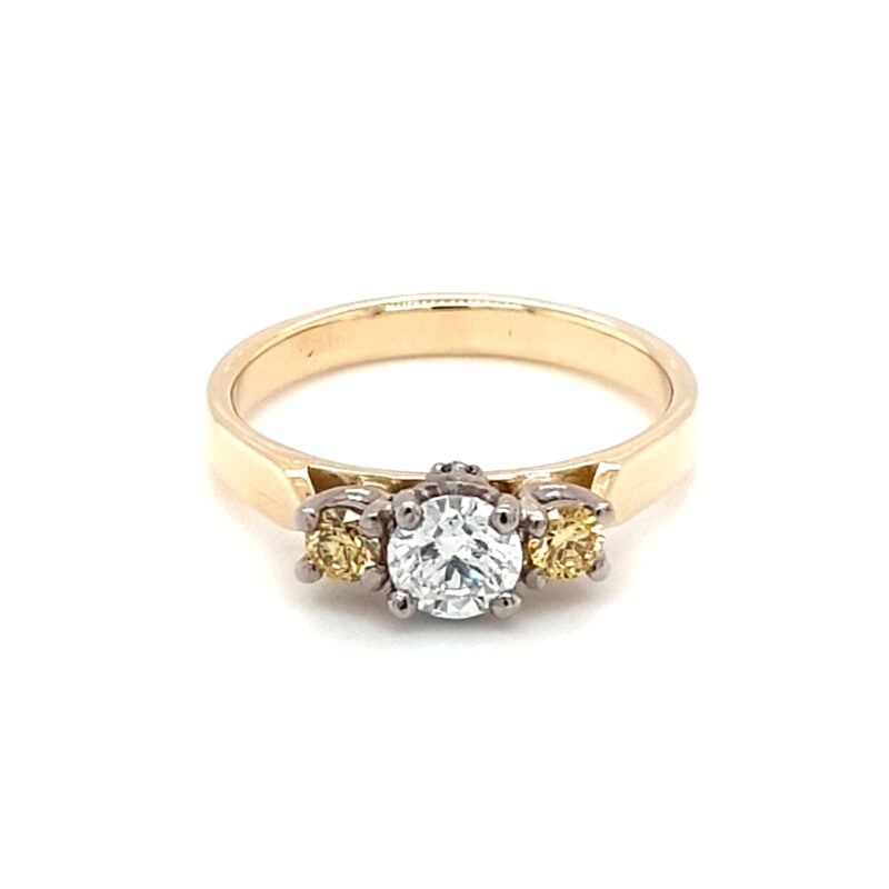 Leon Baker Handmade 18K Yellow Gold White, Pink and Yellow Diamond Ring_0