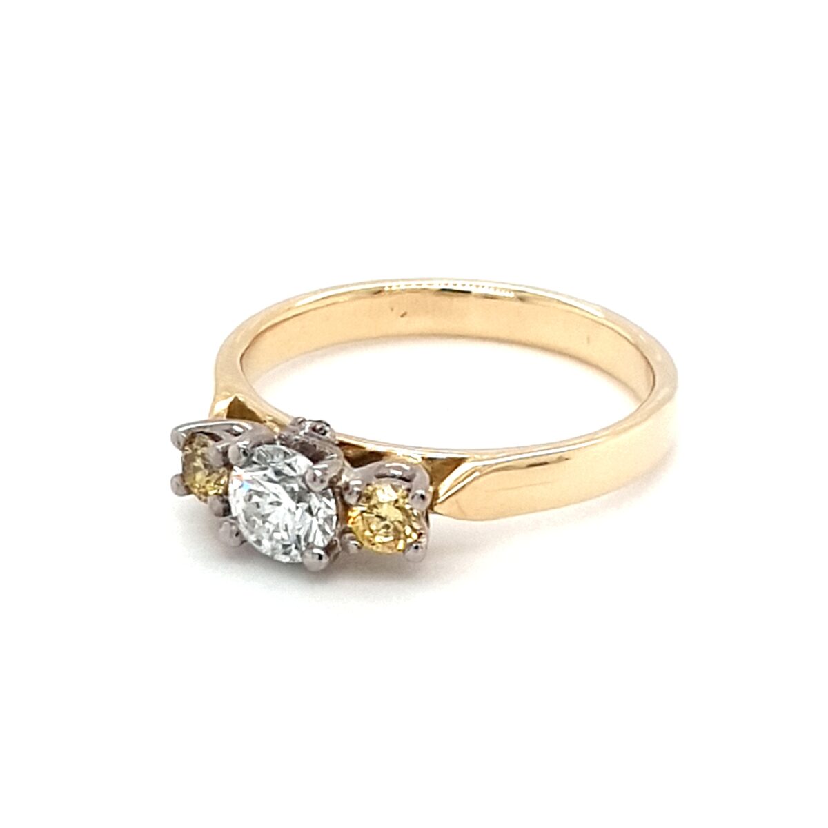 Leon Baker Handmade 18K Yellow Gold White, Pink and Yellow Diamond Ring_1