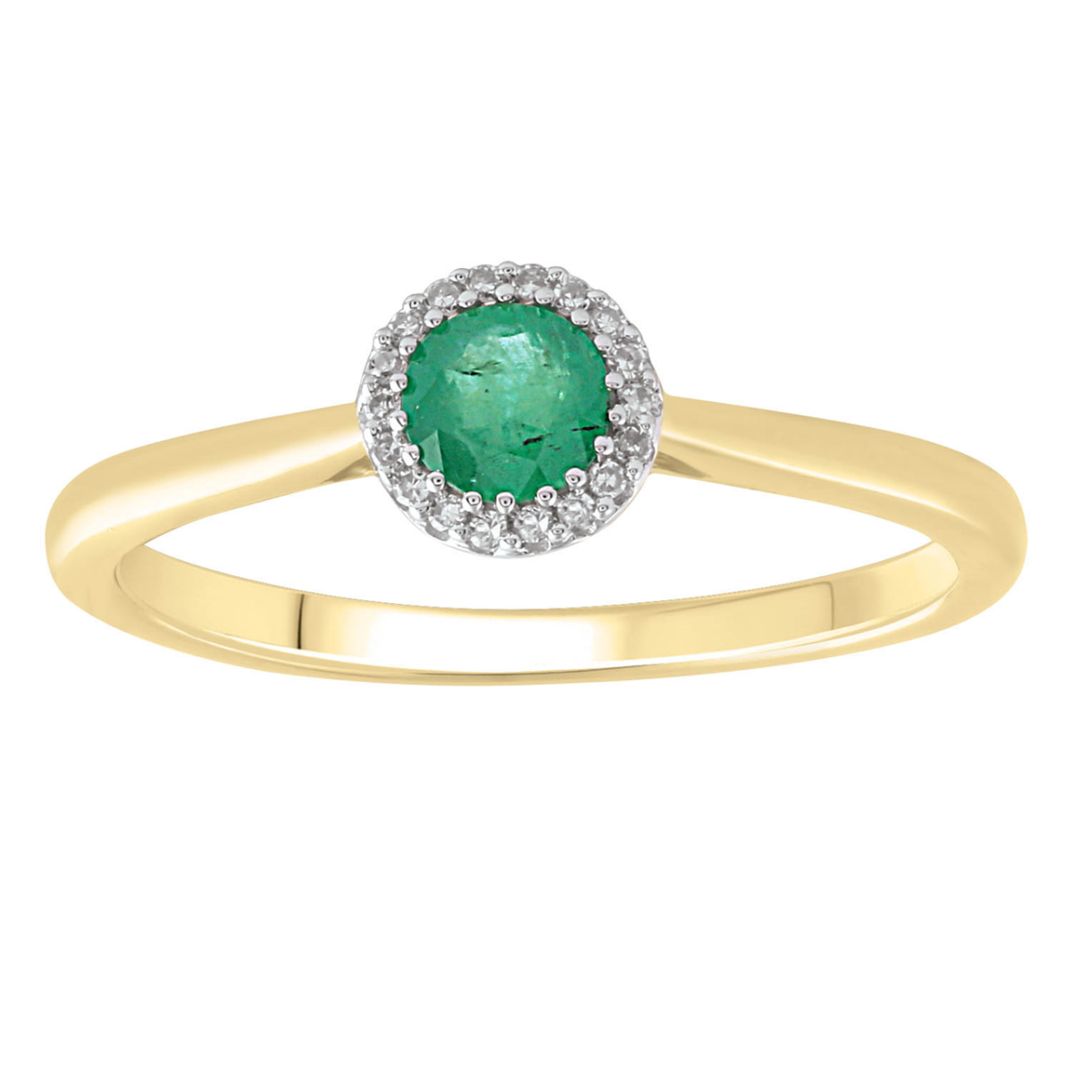 Royal Diamond 9K Yellow Gold Diamond and Emerald Ring_0