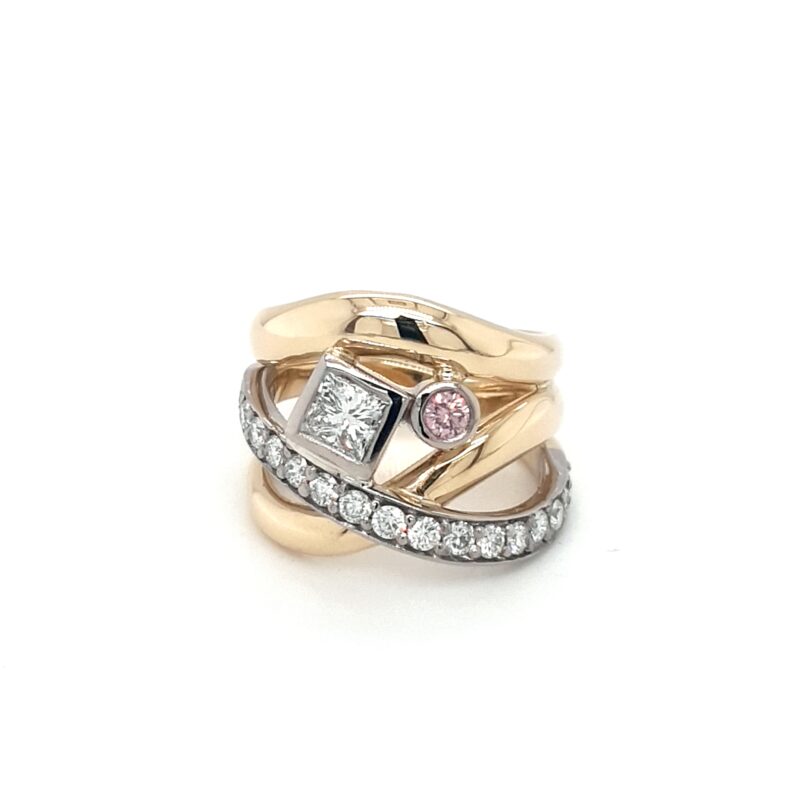 Leon Baker 18K Yellow and White Gold Argyle Pink and White Diamond Ring_0