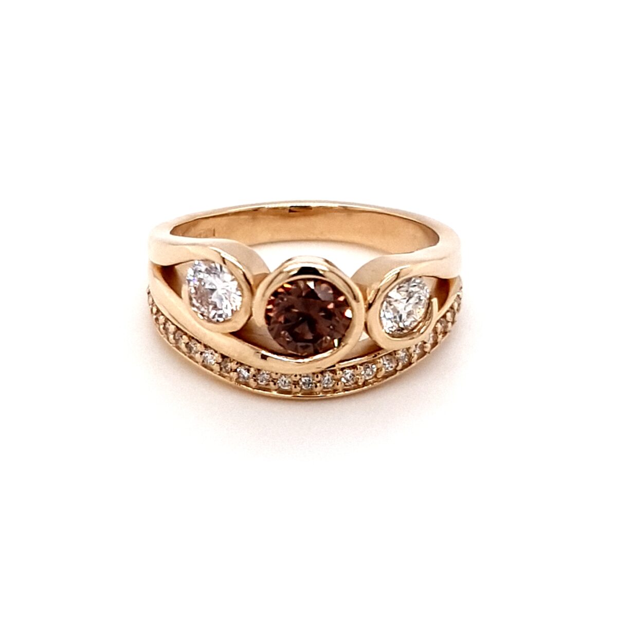 Leon Baker 9K Yellow Gold Argyle Champagne and White Diamond Ring_0