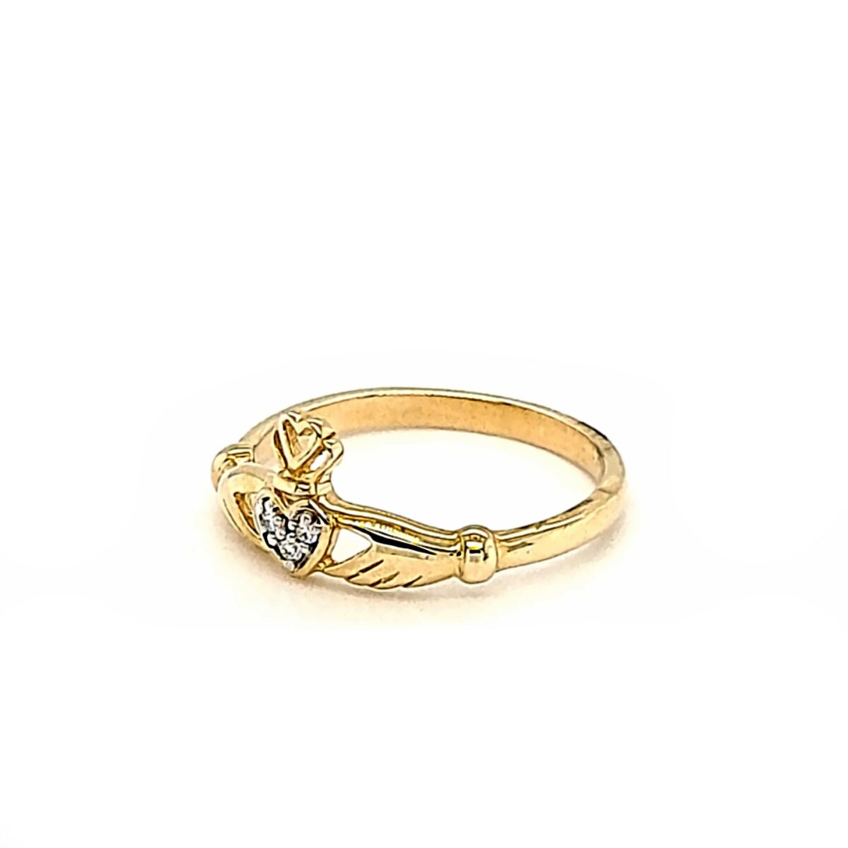 Leon Baker 9K Yellow Gold and Diamond Claddagh Ring_1