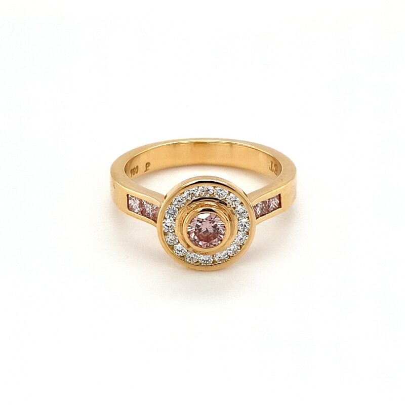 Leon Baker 18K Yellow Gold Pink and White Diamond Engagement Ring_0