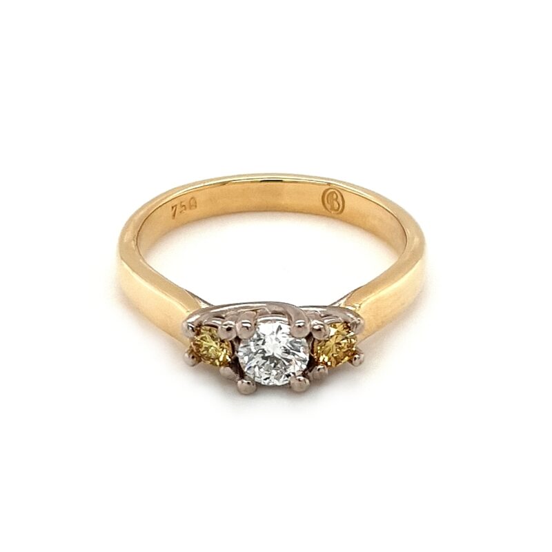 Leon Baker 18K Yellow Gold White and Yellow Diamond Trilogy Ring_0