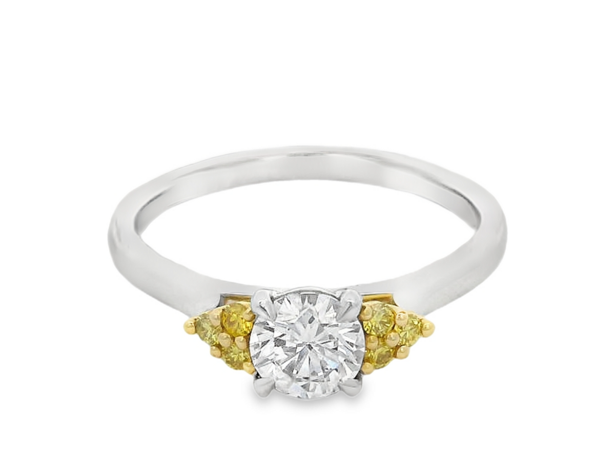 Desert Rose 18K White and Yellow Gold Trilogy Ring_0