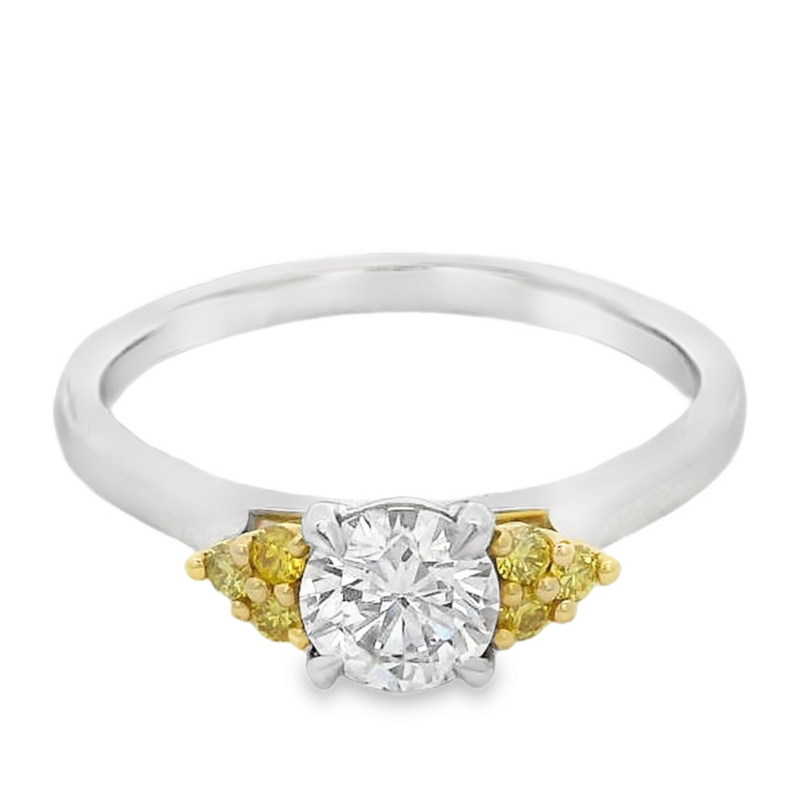 Desert Rose 18K White and Yellow Gold Trilogy Ring_0