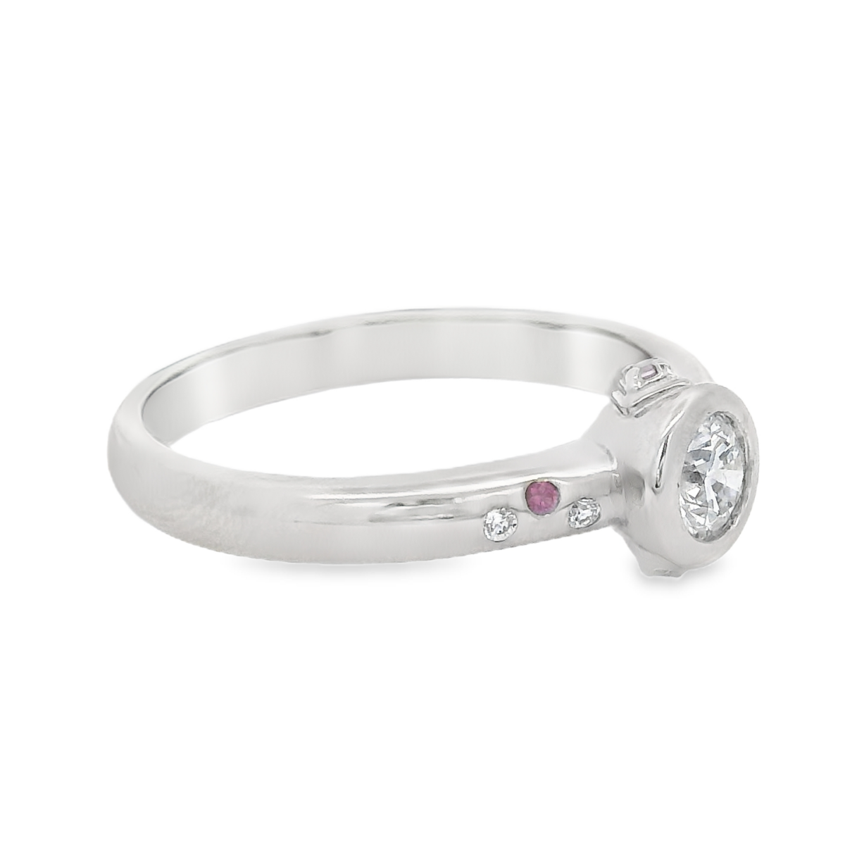 Leon Bakers 18K White Gold Diamond and Pink Sapphire Engagement Ring_1