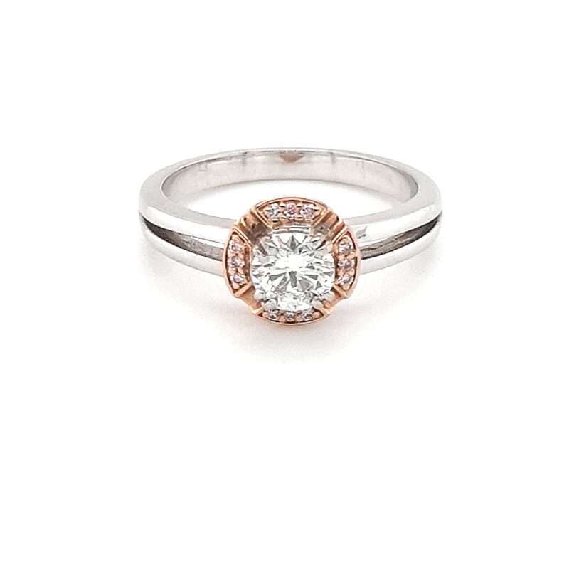 Leon Baker Argyle 18K White Gold Pink and White Diamond Ring_0