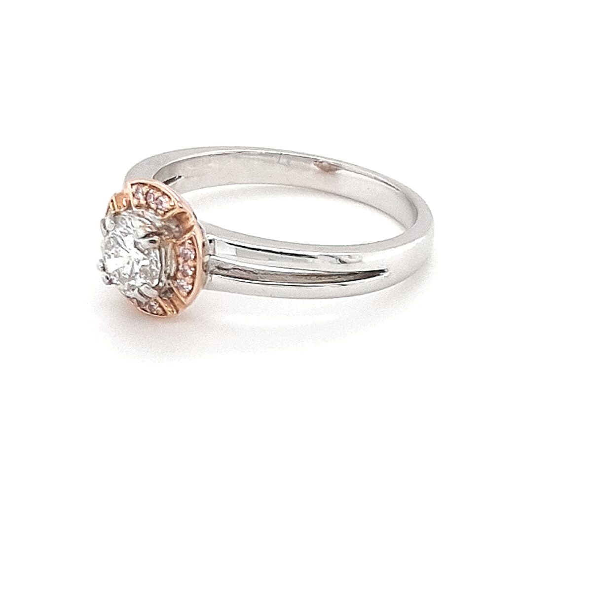 Leon Baker Argyle 18K White Gold Pink and White Diamond Ring_1