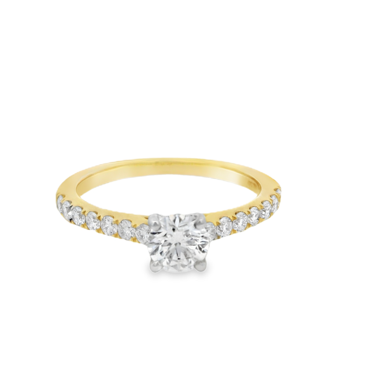 18KYG Lab Grown 0.50ct Round Brilliant Cut Lab Diamond Ring with 14X 0.35ct Lab Diamonds_0