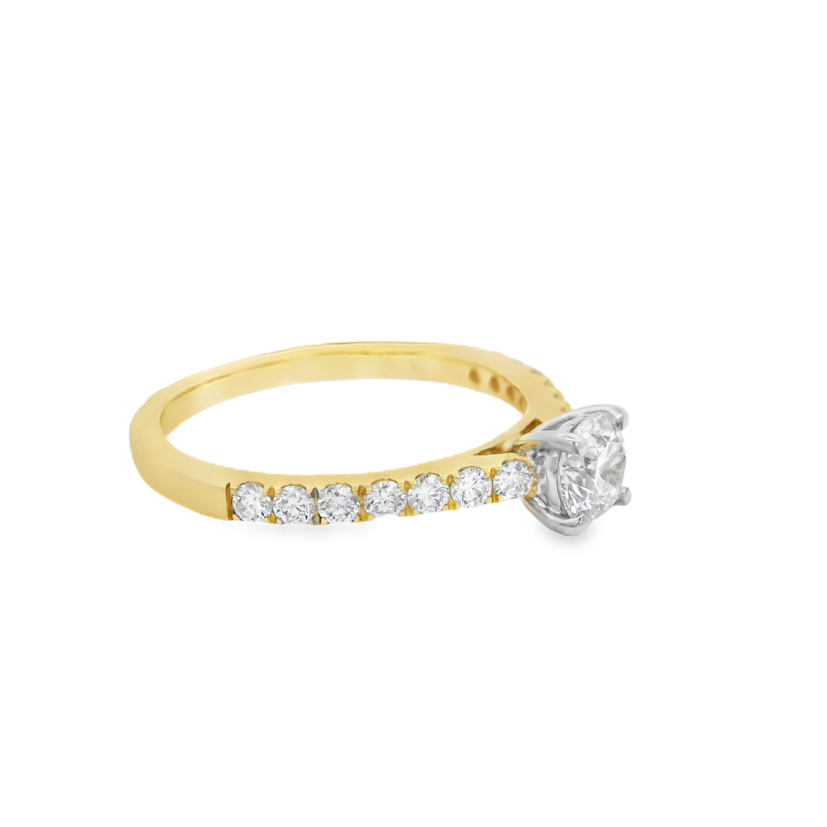 18KYG Lab Grown 0.50ct Round Brilliant Cut Lab Diamond Ring with 14X 0.35ct Lab Diamonds_1