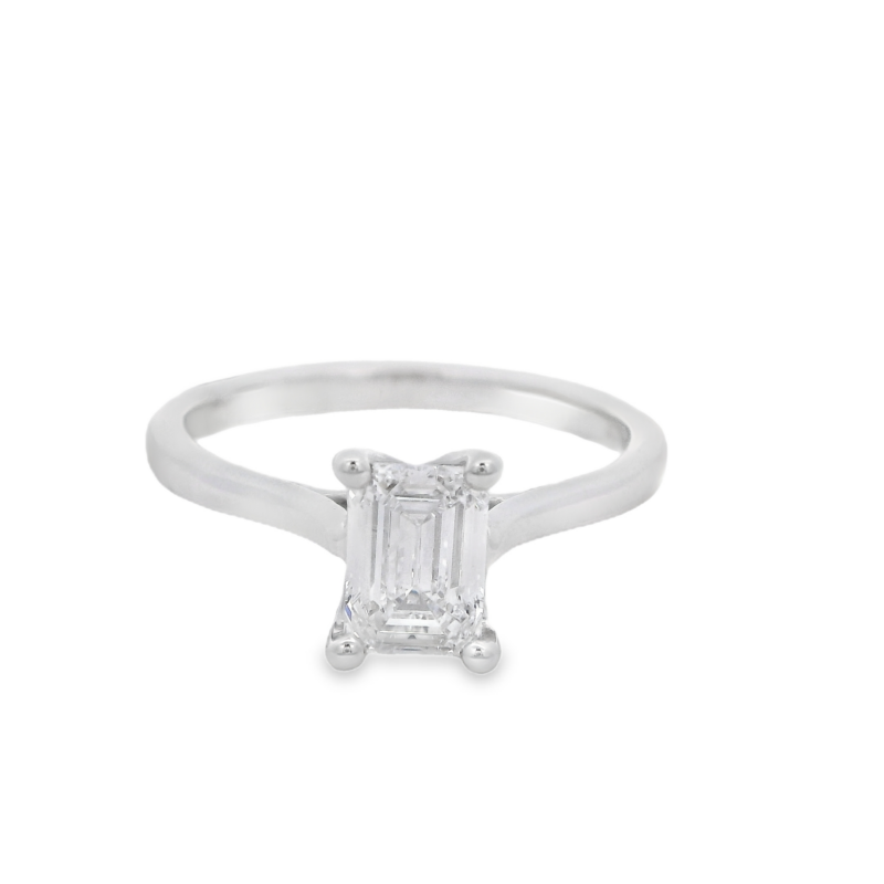 18KWG 1.00ct Emerald Lab Diamond Ring_0