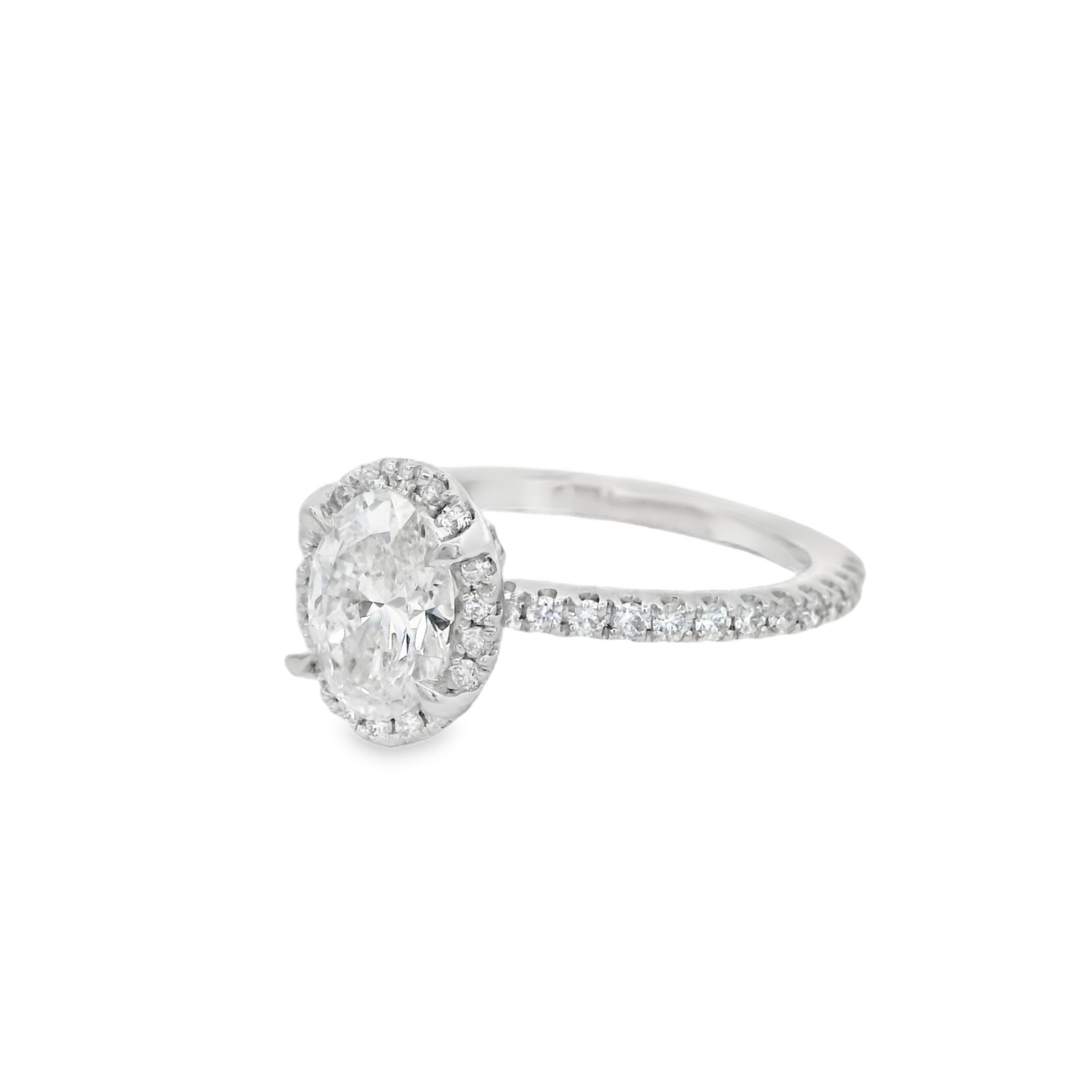 18KWG 1.42ct VS2 Oval Halo Lab Diamond Engagement Ring_4