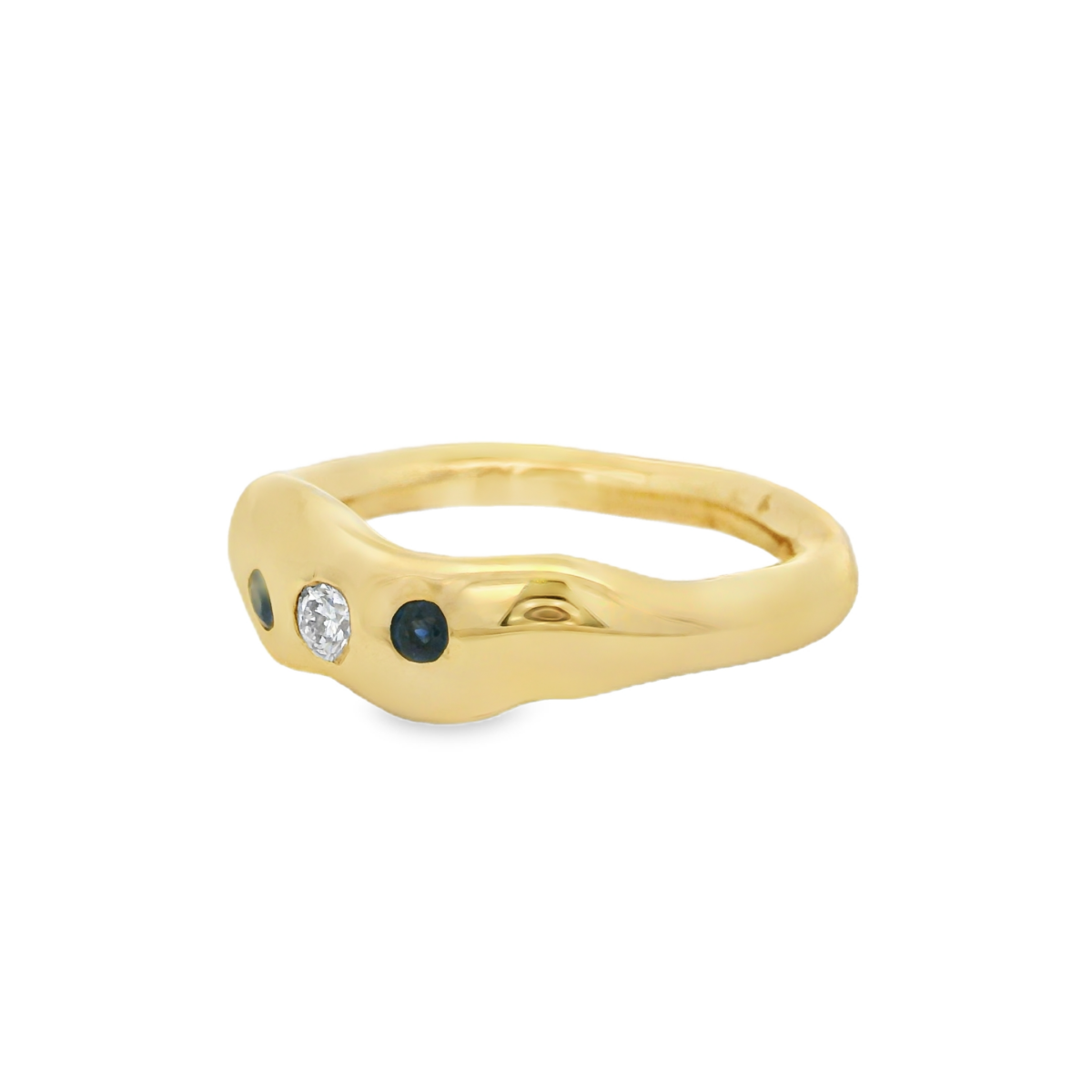 Leon Baker's 9K Yellow Gold Handmade Diamond and Sapphire Ring_2