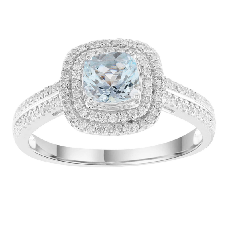 Leon Baker 9K White Gold Aquamarine and Diamond Ring_0