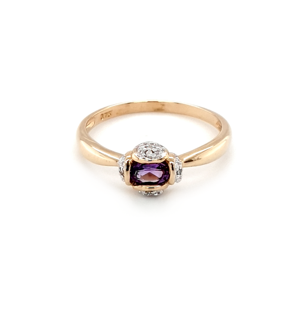 Leon Baker 9K Yellow Gold Amethyst and Diamond Dress Ring_0