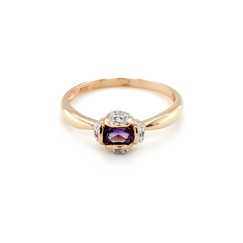 Leon Baker 9K Yellow Gold Amethyst and Diamond Dress Ring_0