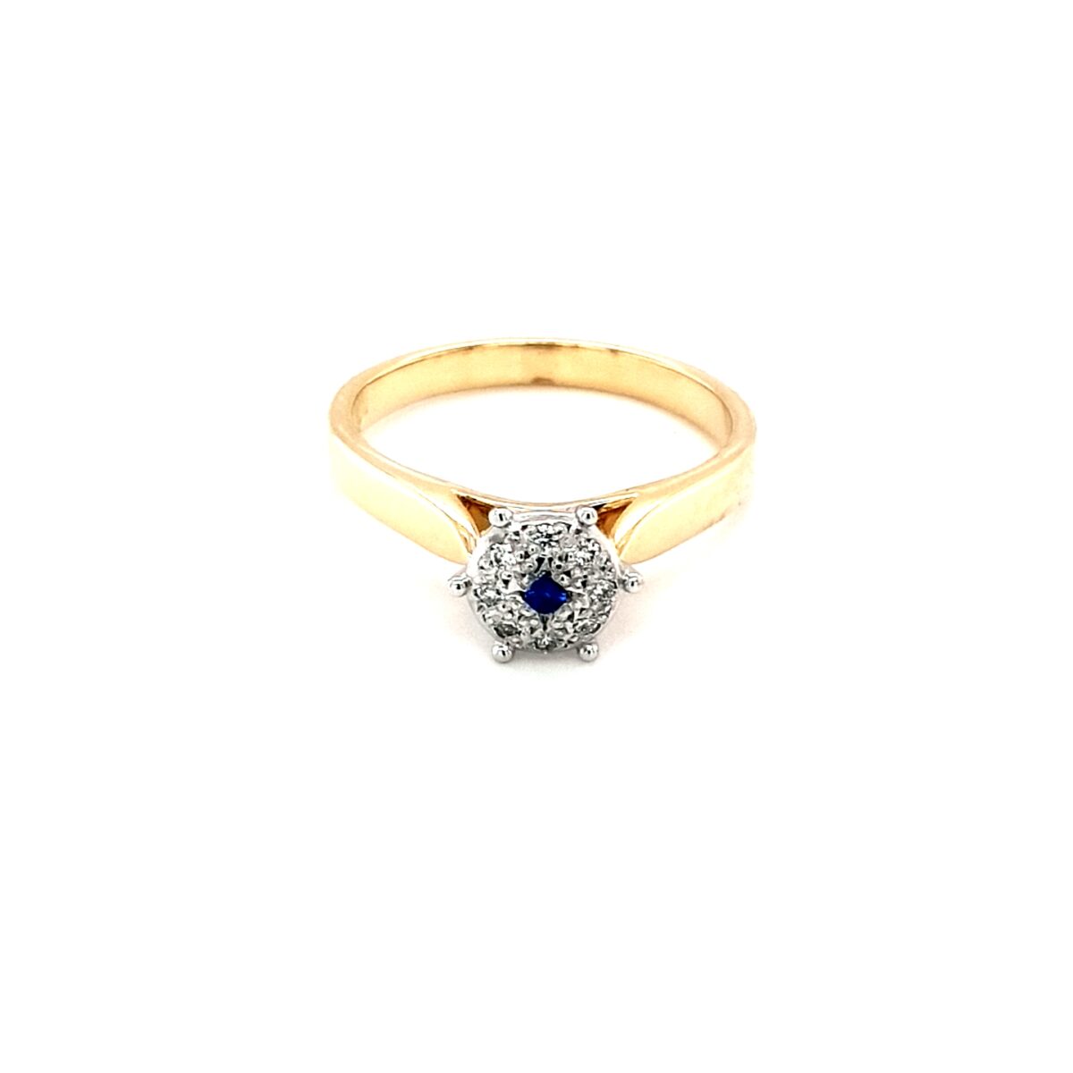 Leon Bakers 18K Yellow and White Gold Blue Sapphire with White Diamonds Antique Style Ring_0