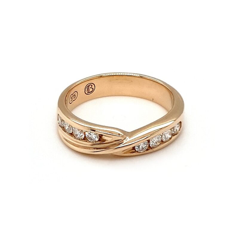 Leon Baker 9K Yellow Gold and Diamond Ribbon Wedding Ring_0