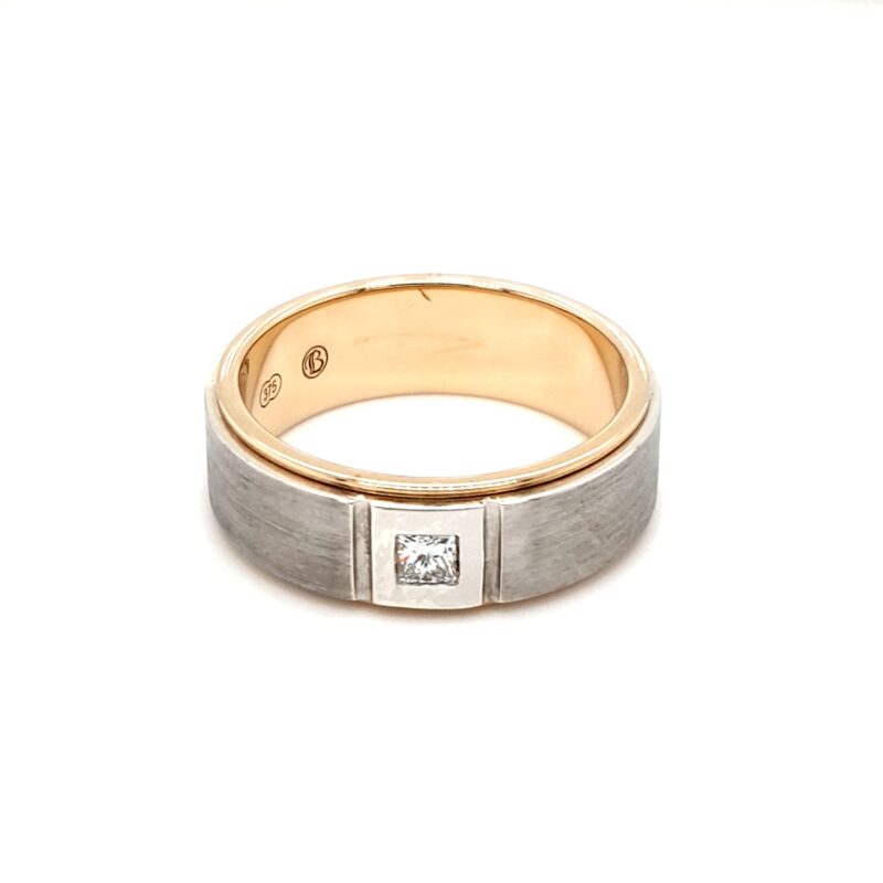 Leon Baker 9K Two Tone Princess Cut Diamond Men's Wedding Band_0