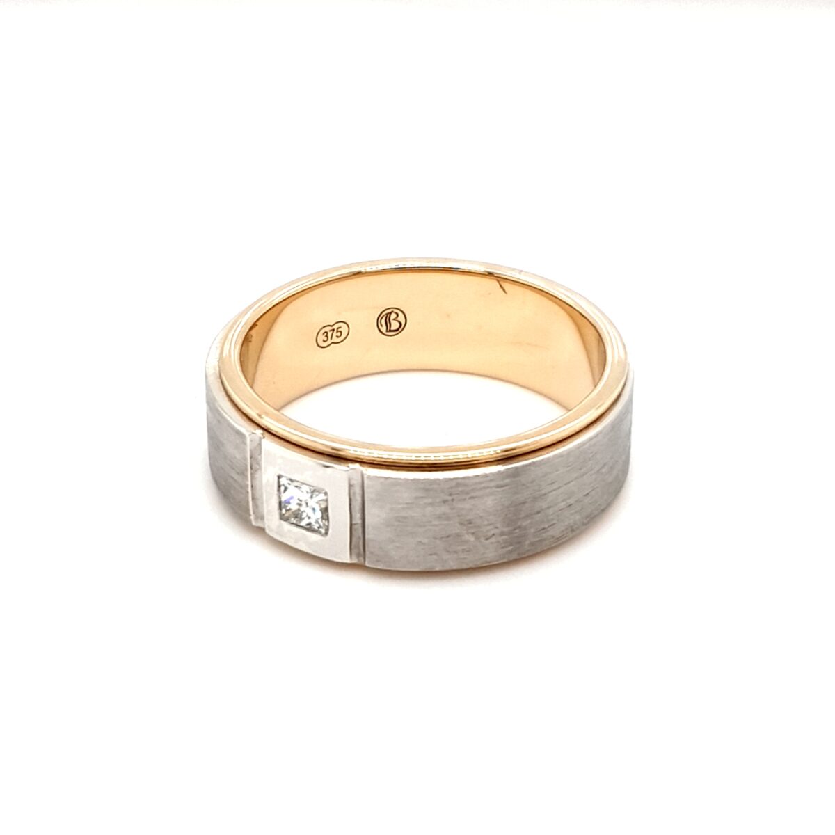 Leon Baker 9K Two Tone Princess Cut Diamond Men's Wedding Band_1