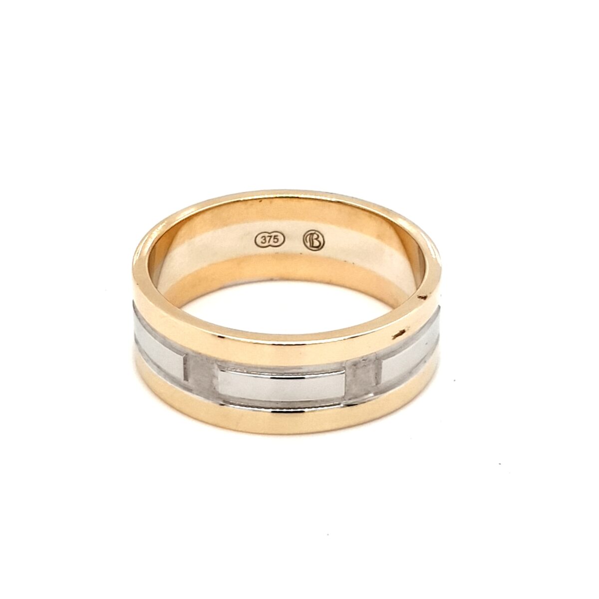 Leon Baker 9K Two-Toned Faceted Wedding Band_0