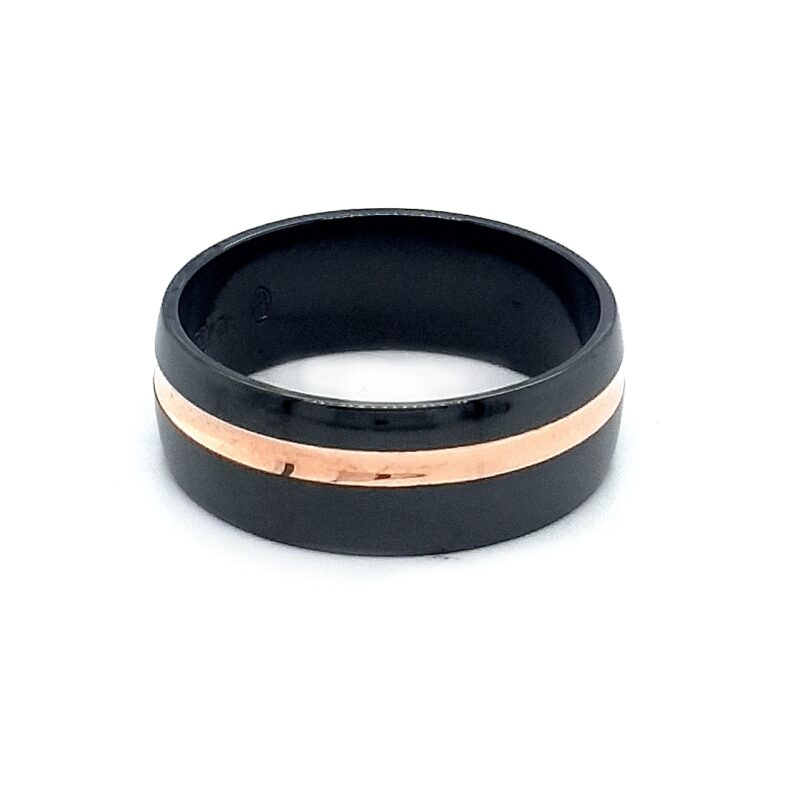 Leon Baker 9K Pink Gold and Zirconium Wedding Band_0