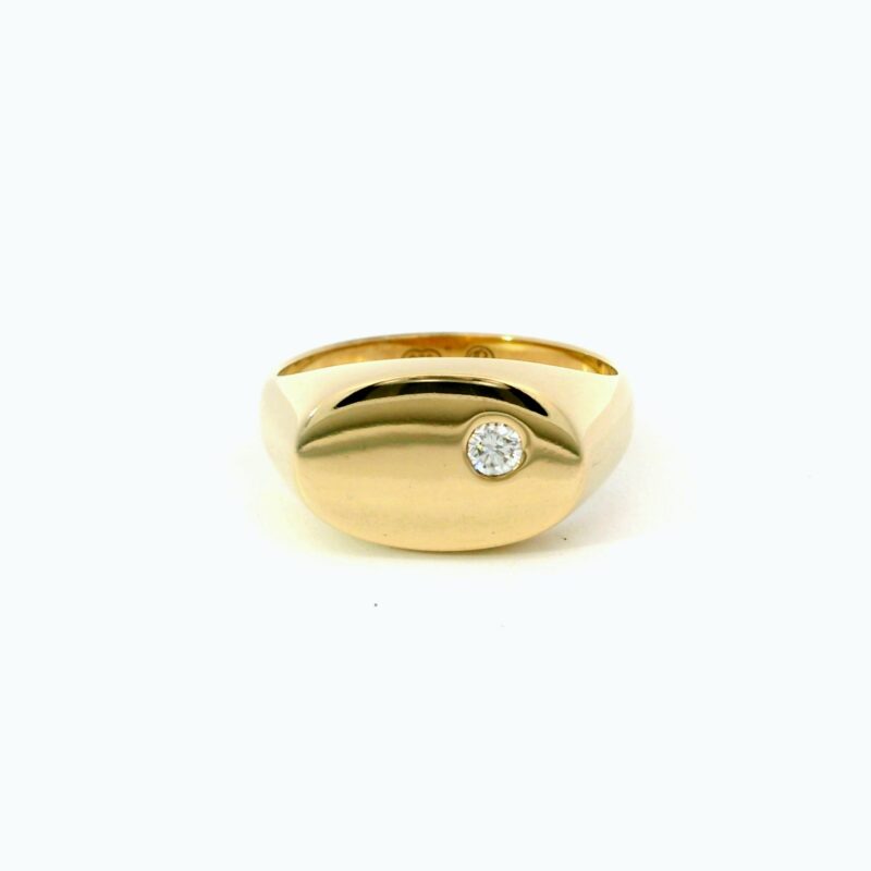 Leon Baker 9K Yellow Gold and Diamond Signet Ring_0