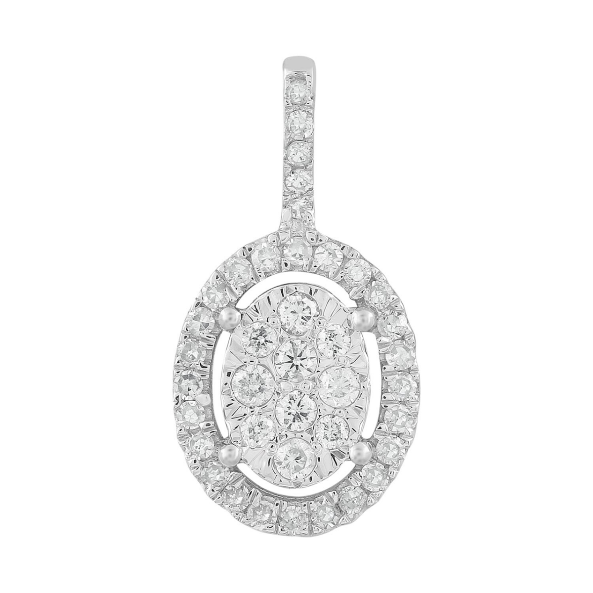 Royal Diamond 9K White Gold Large Oval Diamond Pendant_0