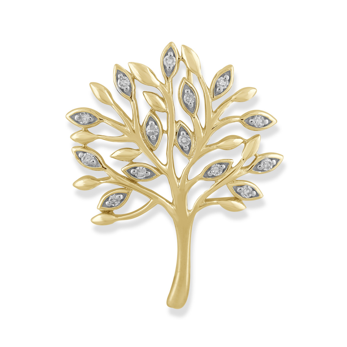 Leon Baker 9K Yellow Gold and Diamond Tree Pendant_0