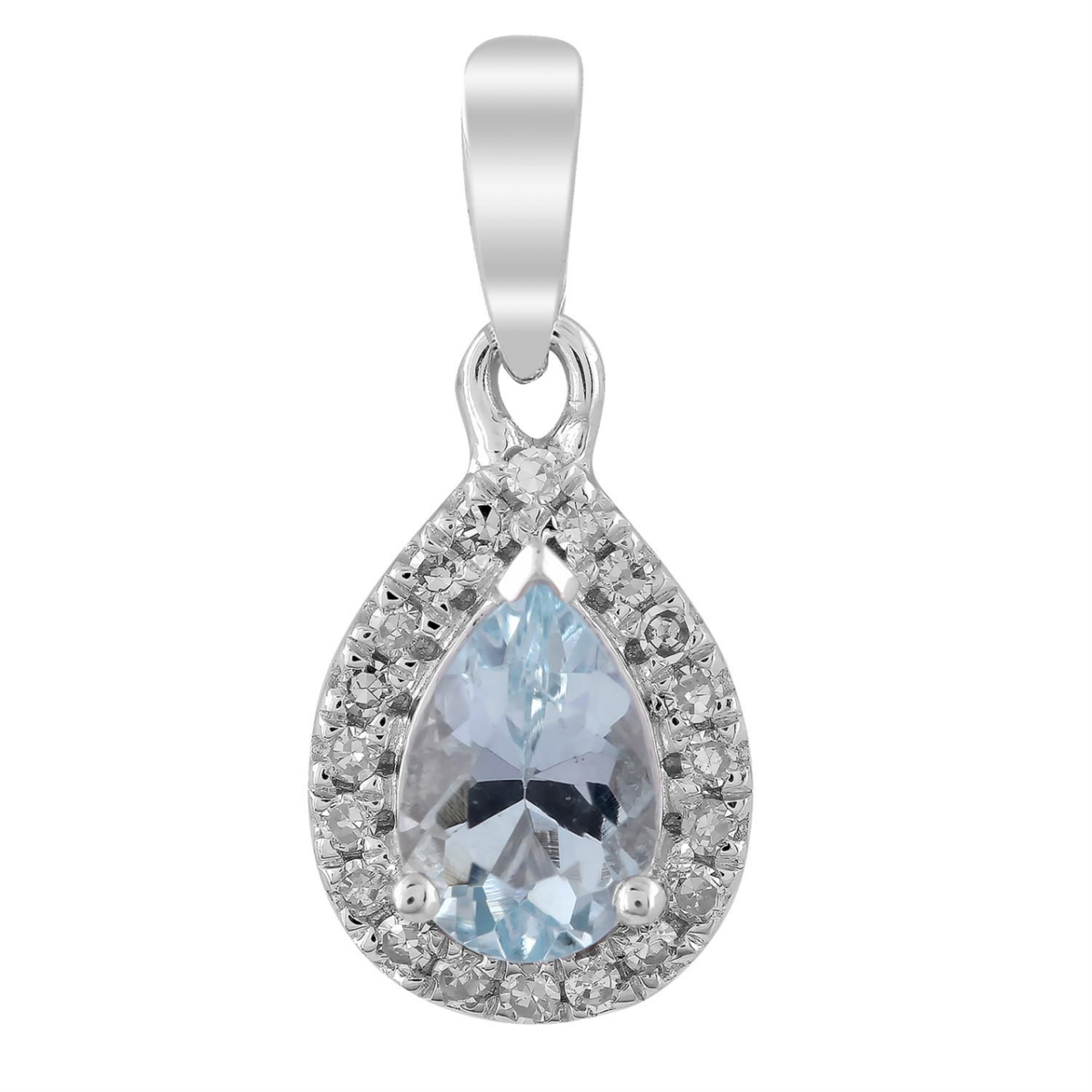 Royal Diamond 9K White Gold Diamond and Aquamarine Pendant_0