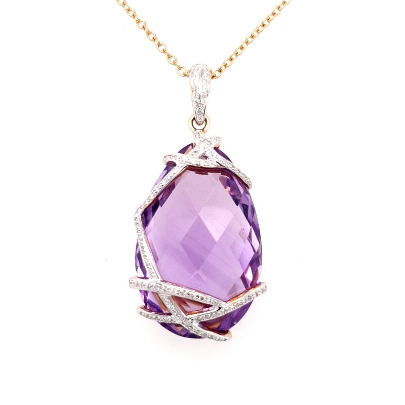 Leon Baker 14K Yellow Gold Diamond and Amethyst Pendant_0