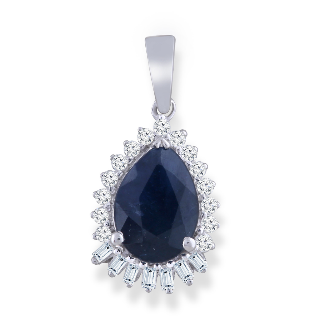 Leon Baker 9K Wht Gold Diamond Sapphire Pendant_0