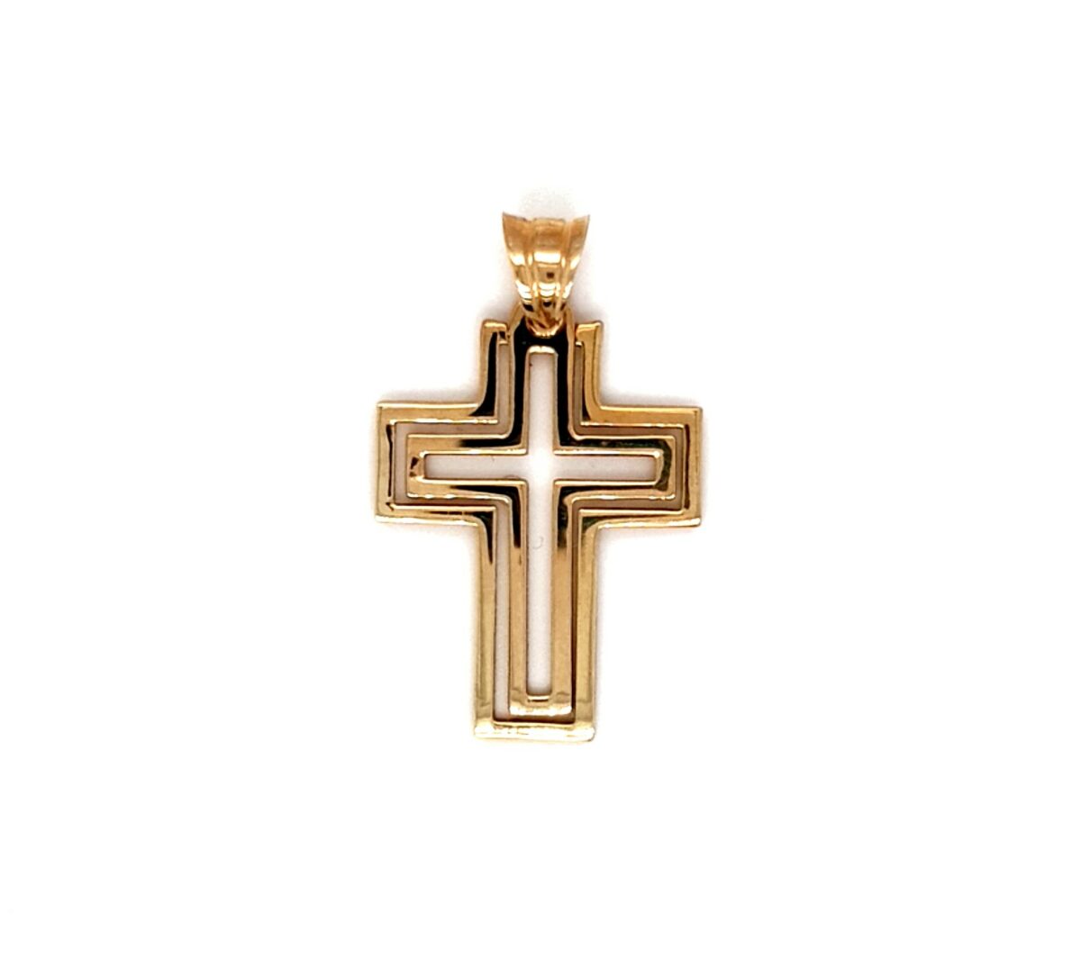 Leon Baker 9K Yellow Gold Double Cut-Out Cross Pendant_0