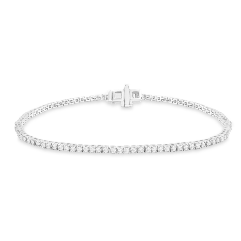 Leon Baker 9K White Gold and Diamond Tennis Bracelet_0