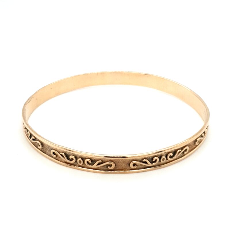 Leon Baker 9K Yellow Gold Engraved Bangle_0