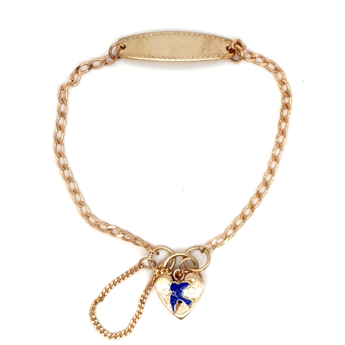 Blue Bird 9K Yellow Gold Baby ID Bracelet with Padlock_0