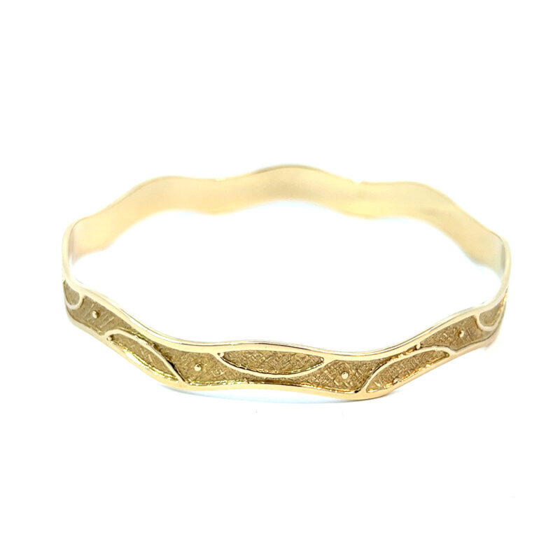 Leon Baker 9K Yellow Gold Molten Cross-Hatch Style Bangle_0