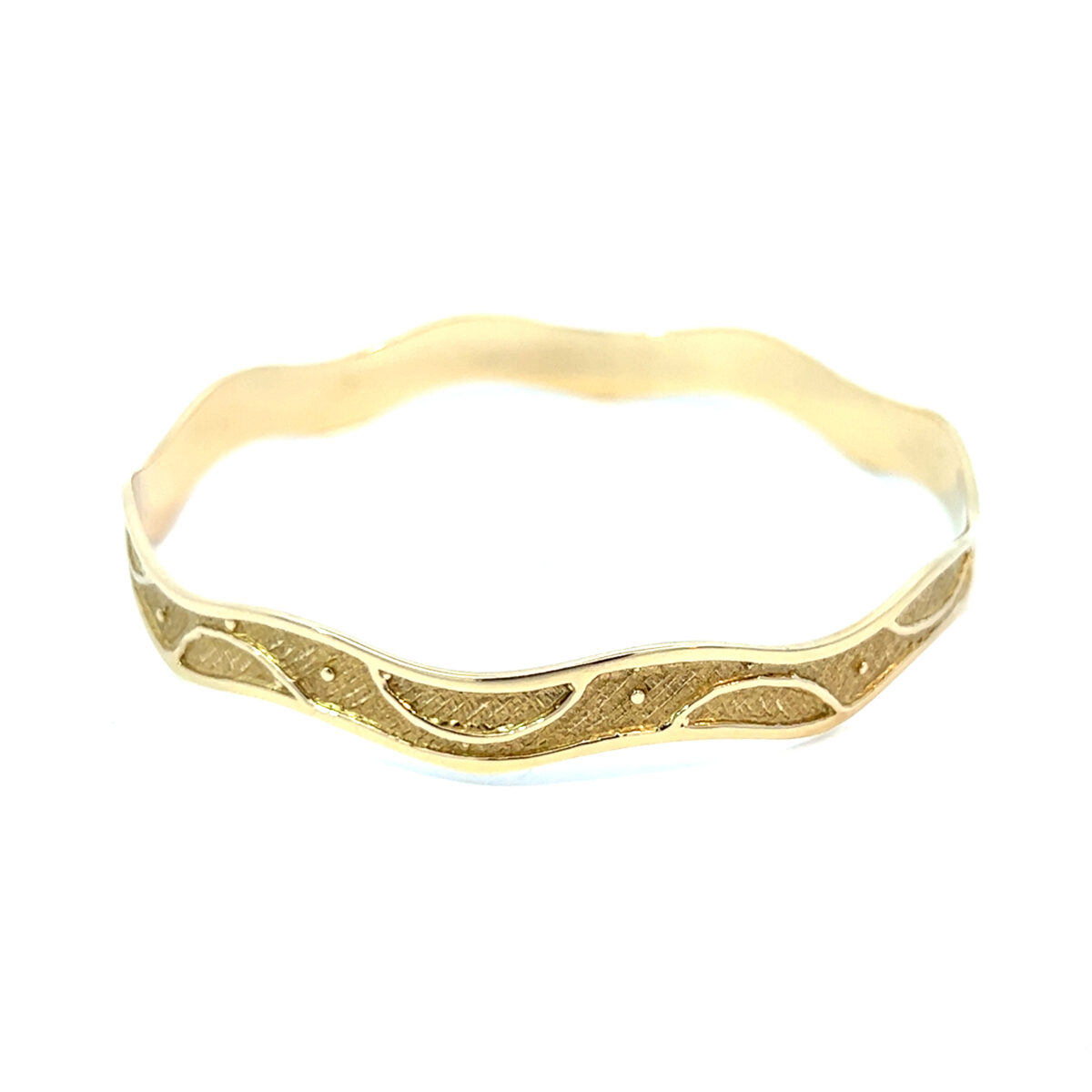 Leon Baker 9K Yellow Gold Molten Cross-Hatch Style Bangle_1