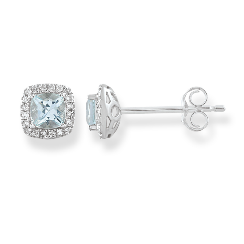 Royal Diamond 9k White Gold Aquamarine Earrings_0