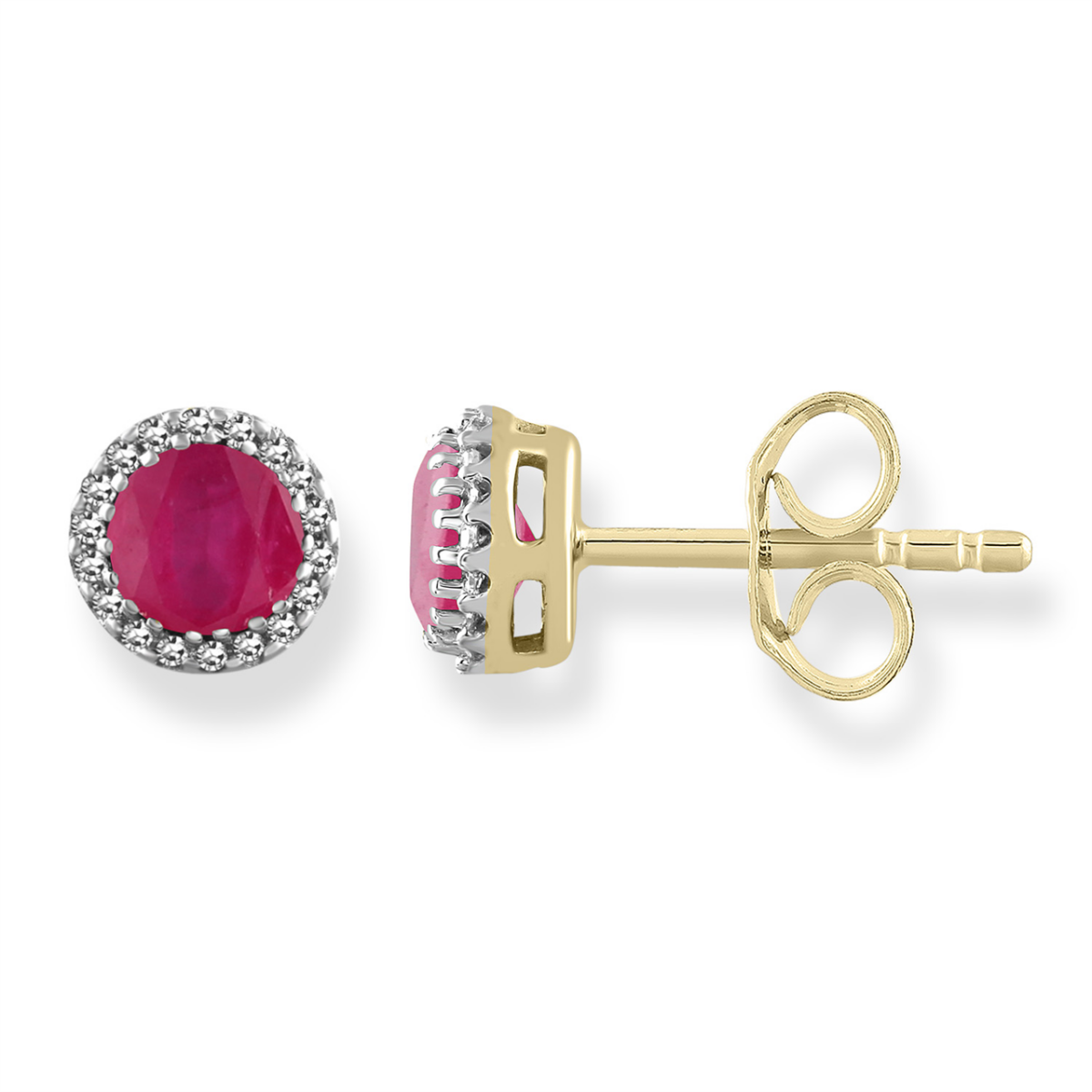 Leon Baker 9K YG Diamond & Ruby Earrings_0