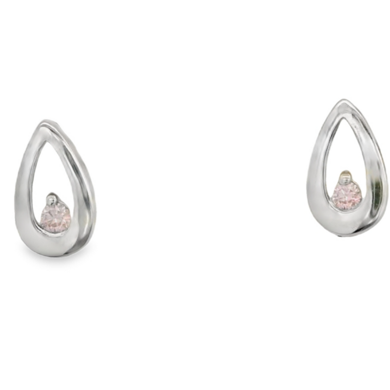 Argyle 18K Pear Shaped Claw Stud Earrings with Pink Diamond_0