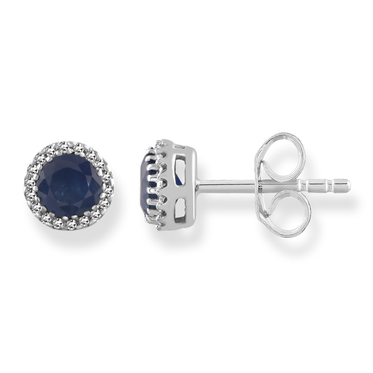 Royal Diamond 9K White Gold Diamond and Sapphire Earrings_0