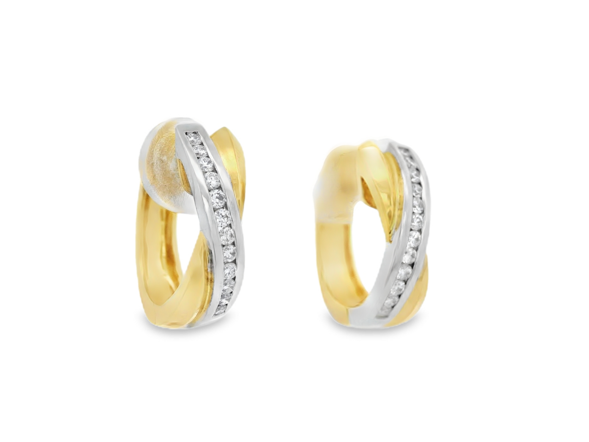 Leon Baker 18K Yellow and White Gold Diamond Hoops_1